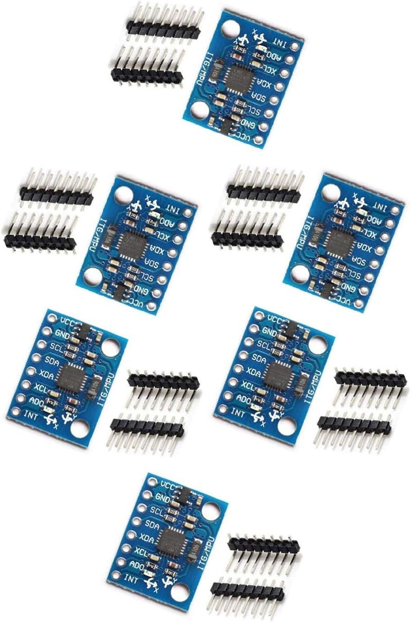 hiBCTR 6 Pieces of GY-521 MPU-6050 MPU6050 3-Axis Accelerometer Gyroscope Modules, 6 DOF 6-Axis Accelerometer Gyroscope Sensor Modules with 16-bit AD Converter for Data Output, IIC/I2C, suitable for Arduino. - Image 1